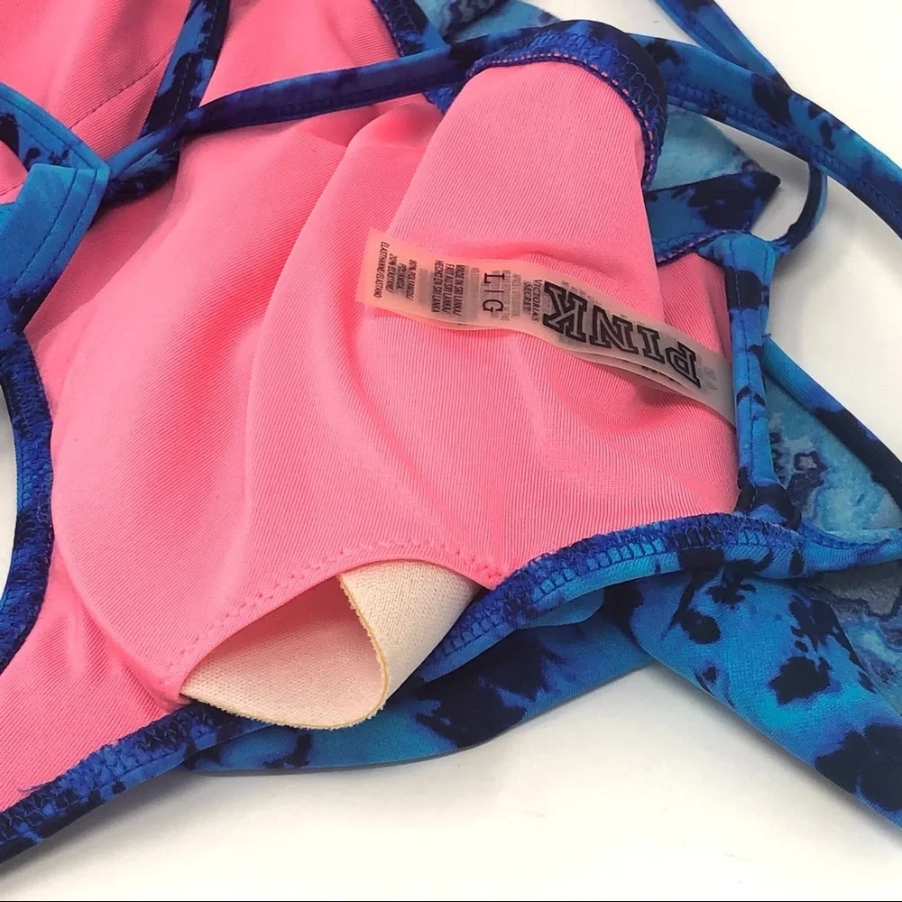 PINK Tie Dye Flounce Bikini Top‎